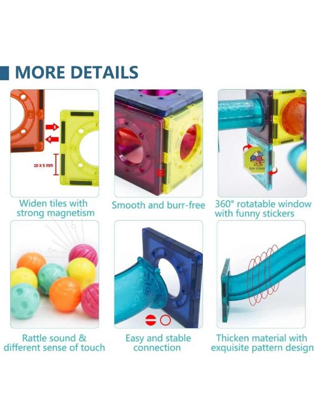 Magnetic Building Blocks STEM Toys for Kids 4-12 | 3D Stacking & Ball Track Set